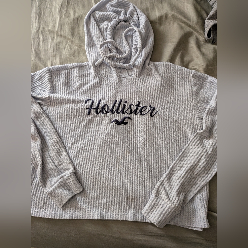 Hollister Light Blue Textured Hoodie
